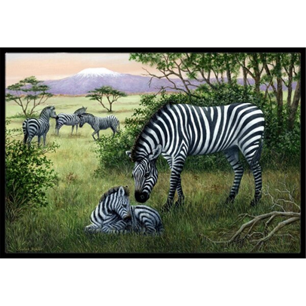 Carolines Treasures Zebras in the Field with Baby Indoor or Outdoor Mat- 18 x 27 BDBA0385MAT - main